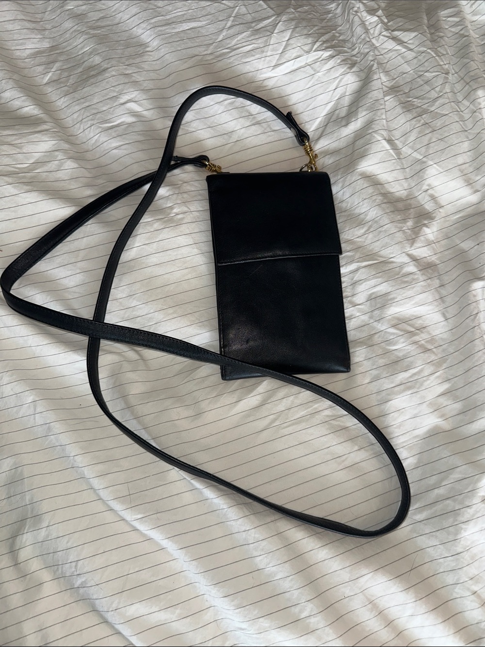 💜 3/30 Y2K Black Leather Crossbody Phone/ Wallet Bag - Minimal Shoulder Bag
